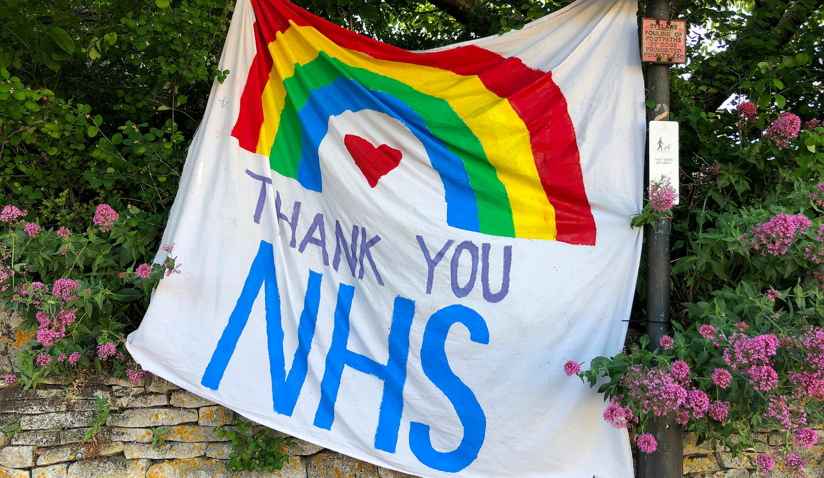 Photograph of a painted 'Thank You NHS' banner, used during the Corona Virus pandemic